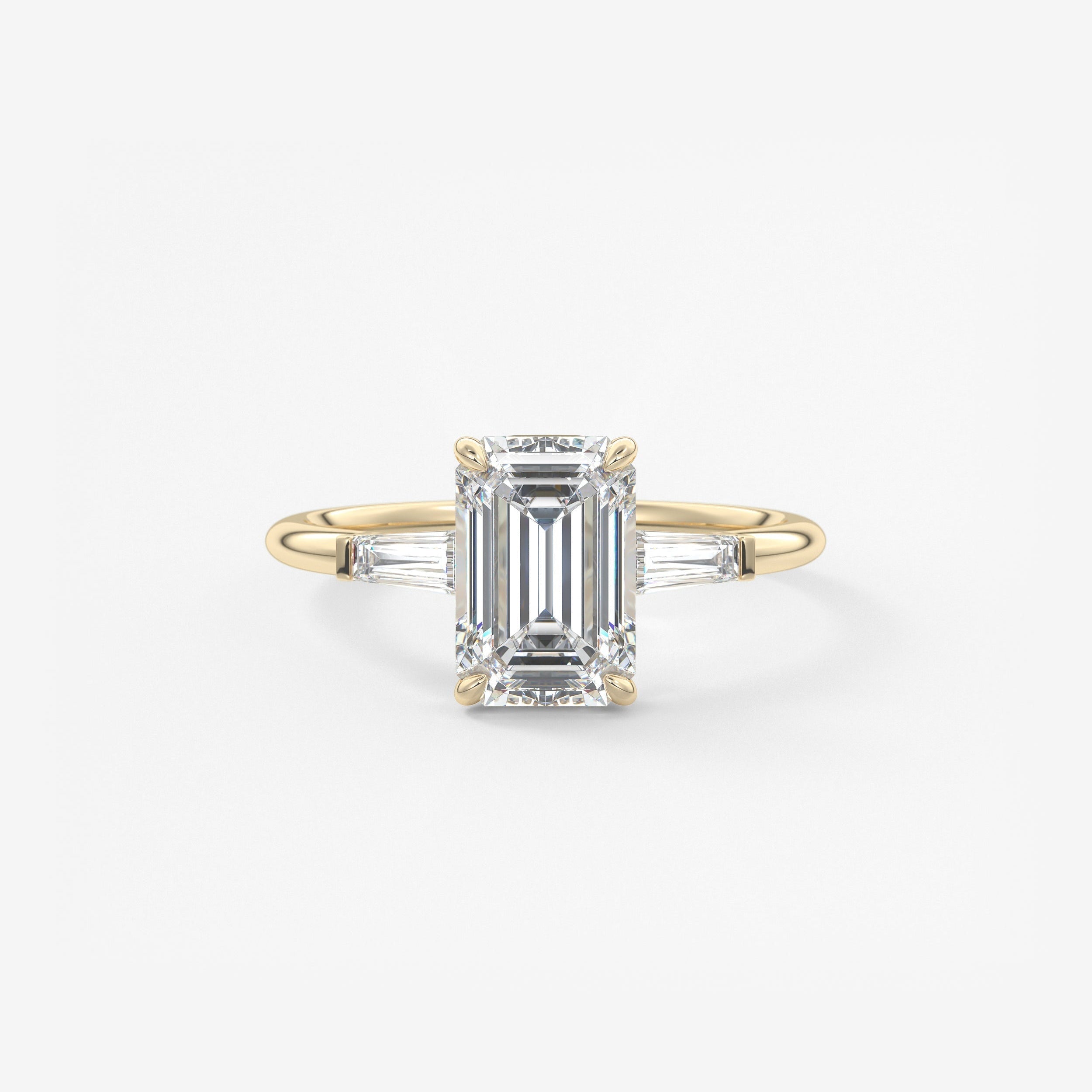 Emerald Three Stone Lab Grown Diamond Engagement Ring