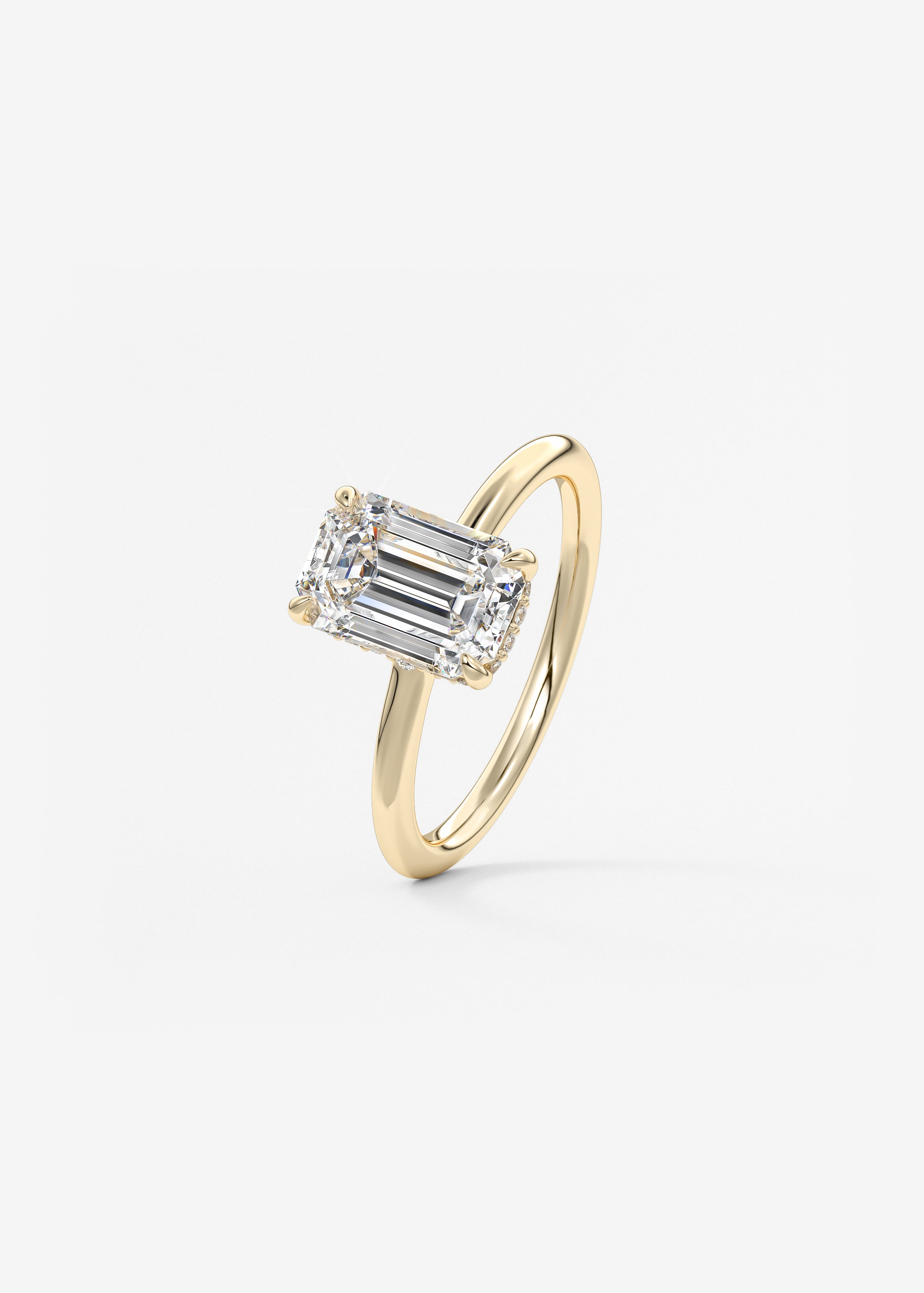 Emerald Hidden Halo Lab Grown Diamond Engagement Ring
