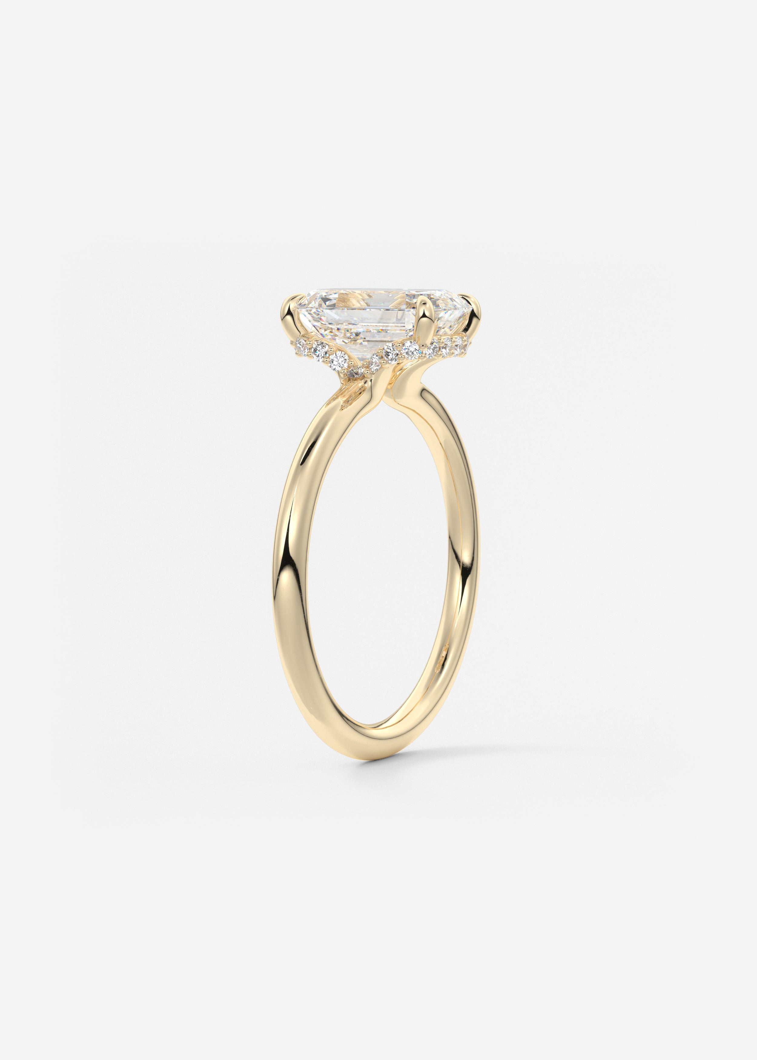 Emerald Hidden Halo Lab Grown Diamond Engagement Ring
