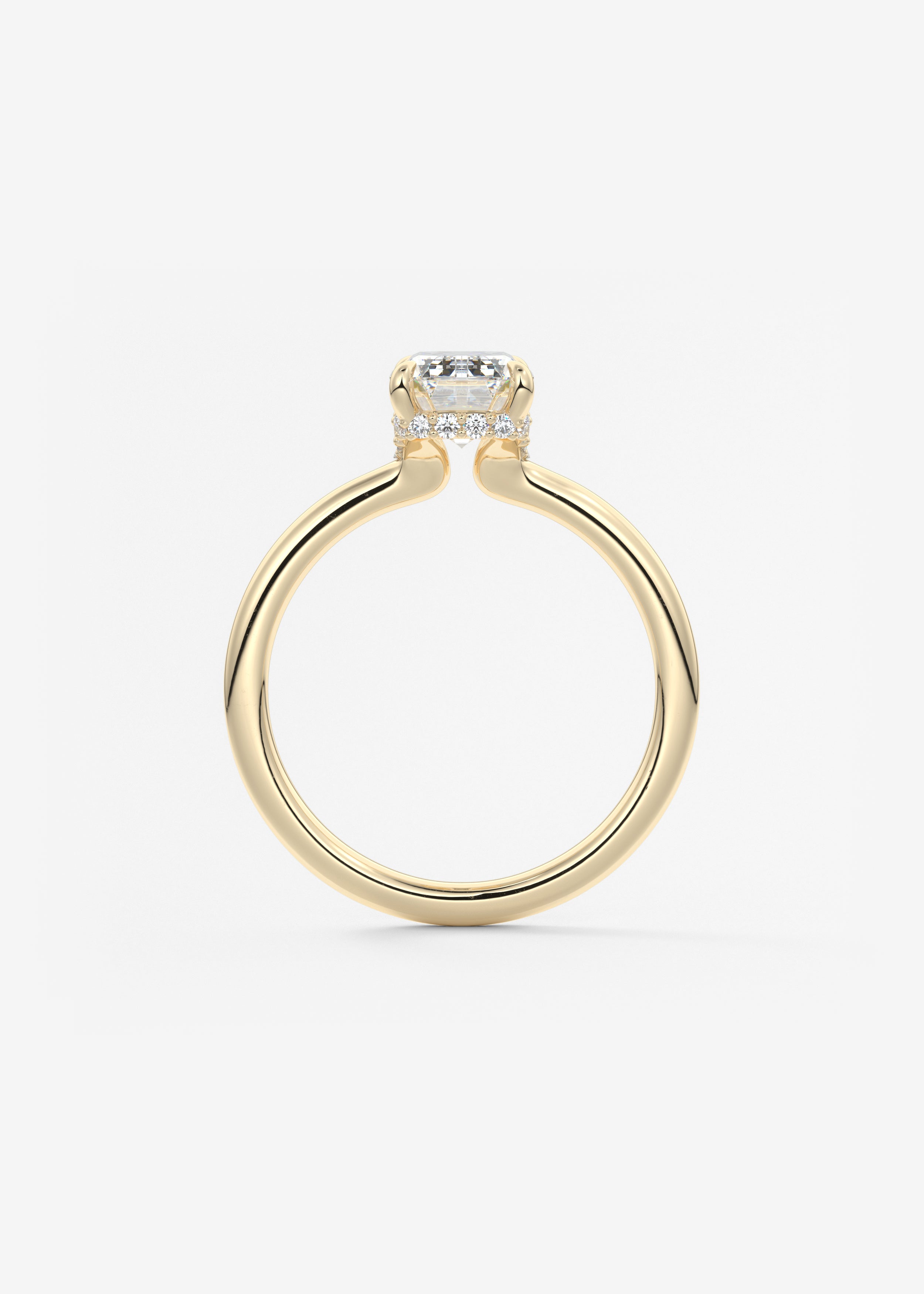 Emerald Hidden Halo Lab Grown Diamond Engagement Ring