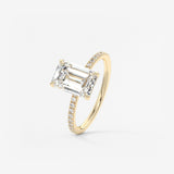 Emerald Pave Lab Grown Diamond Engagement Ring