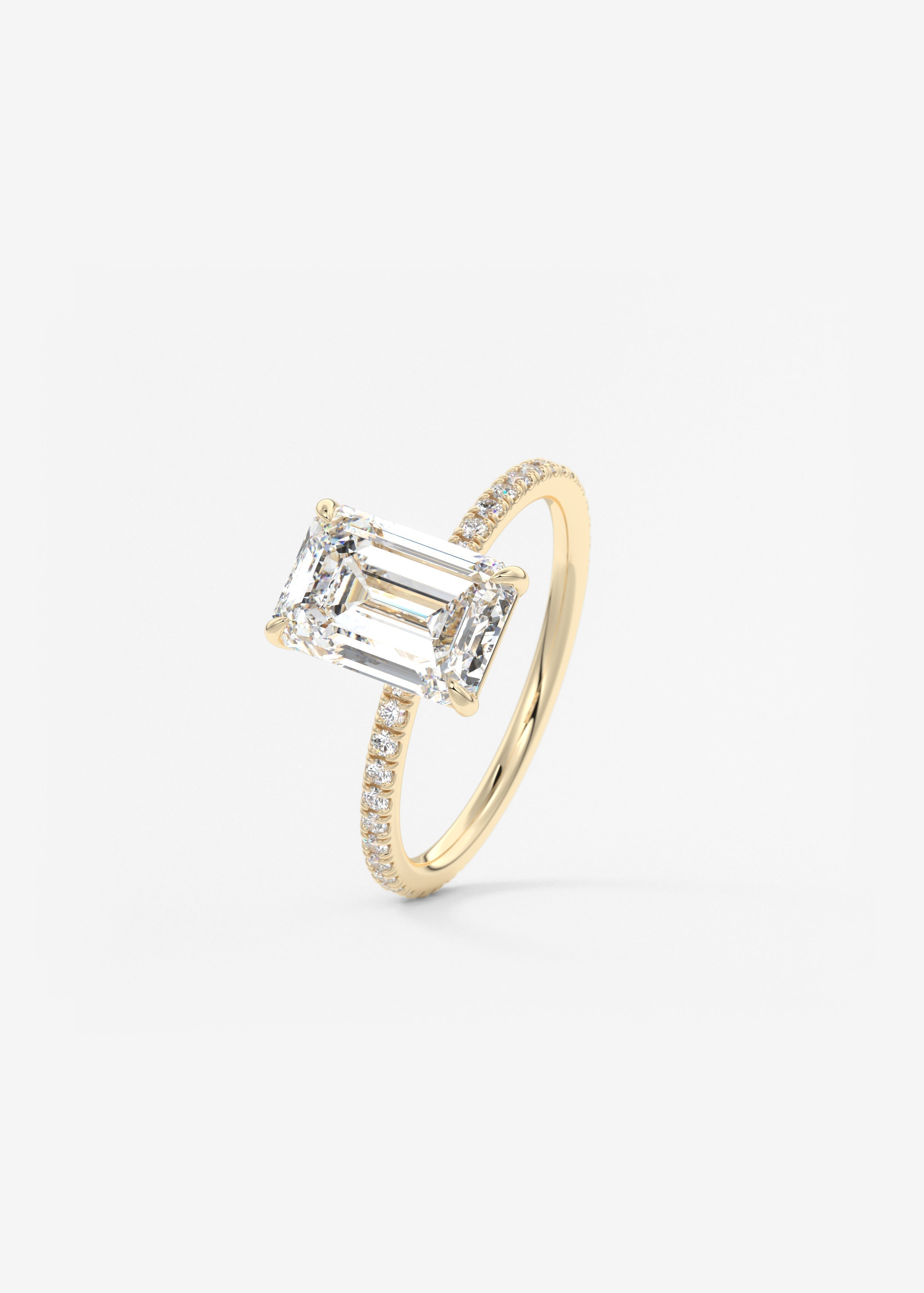 Emerald Pave Lab Grown Diamond Engagement Ring