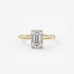 Emerald Hidden Halo Lab Grown Diamond Engagement Ring