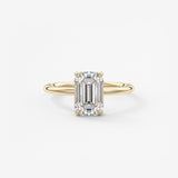 Emerald Hidden Halo Lab Grown Diamond Engagement Ring