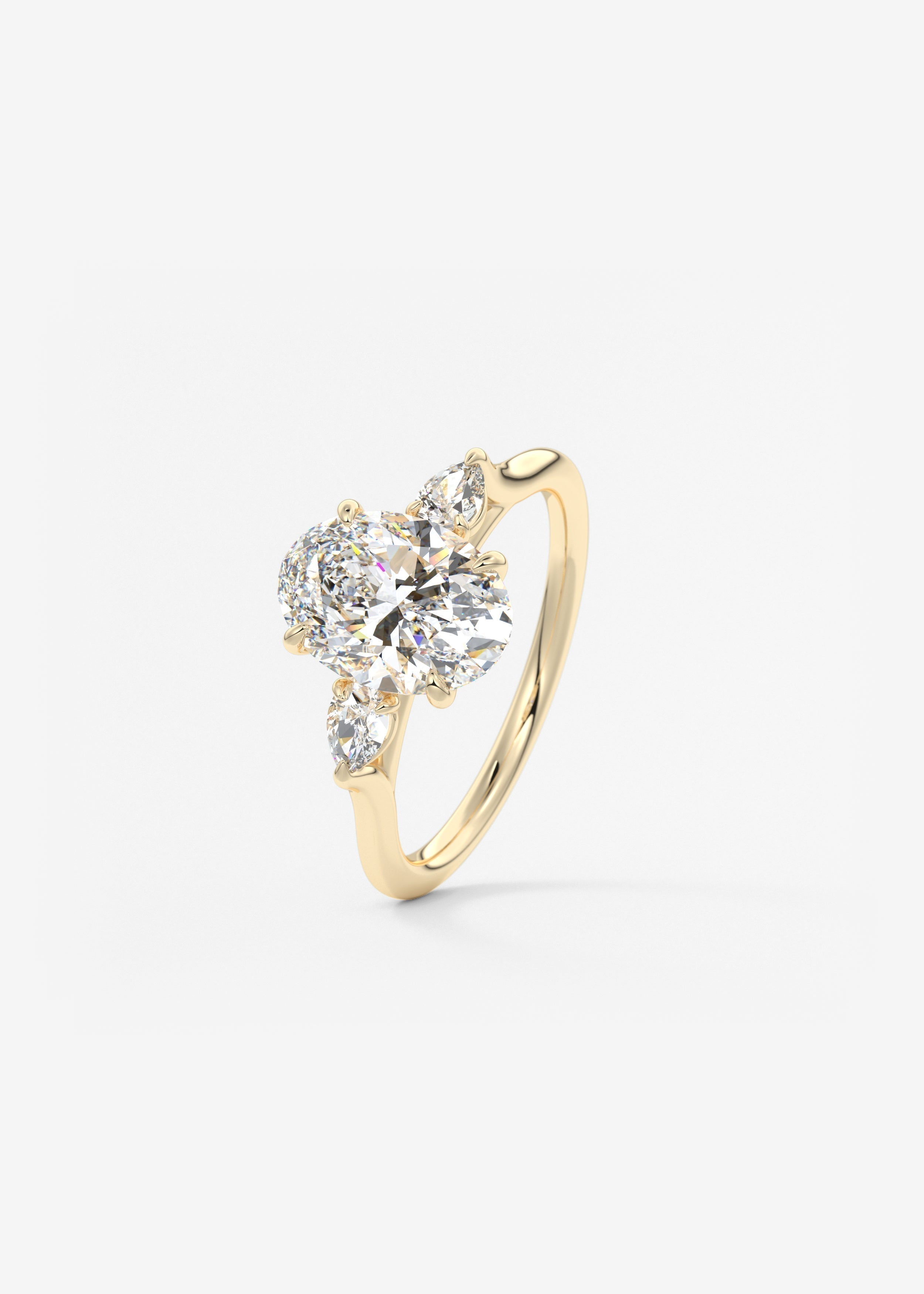 Oval Three Stone Lab Grown Diamond Engagement Ring