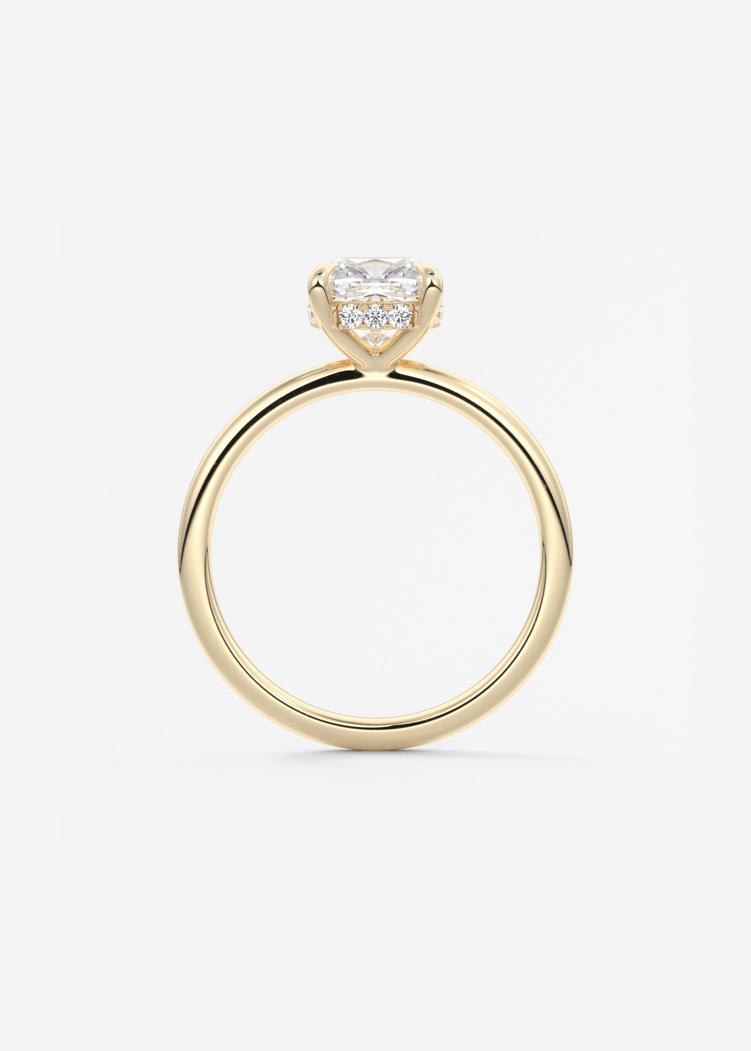 Cushion Hidden Halo Lab Grown Diamond Engagement Ring