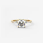 Asscher Pave Lab Grown Diamond Engagement Ring