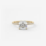 Asscher Pave Lab Grown Diamond Engagement Ring