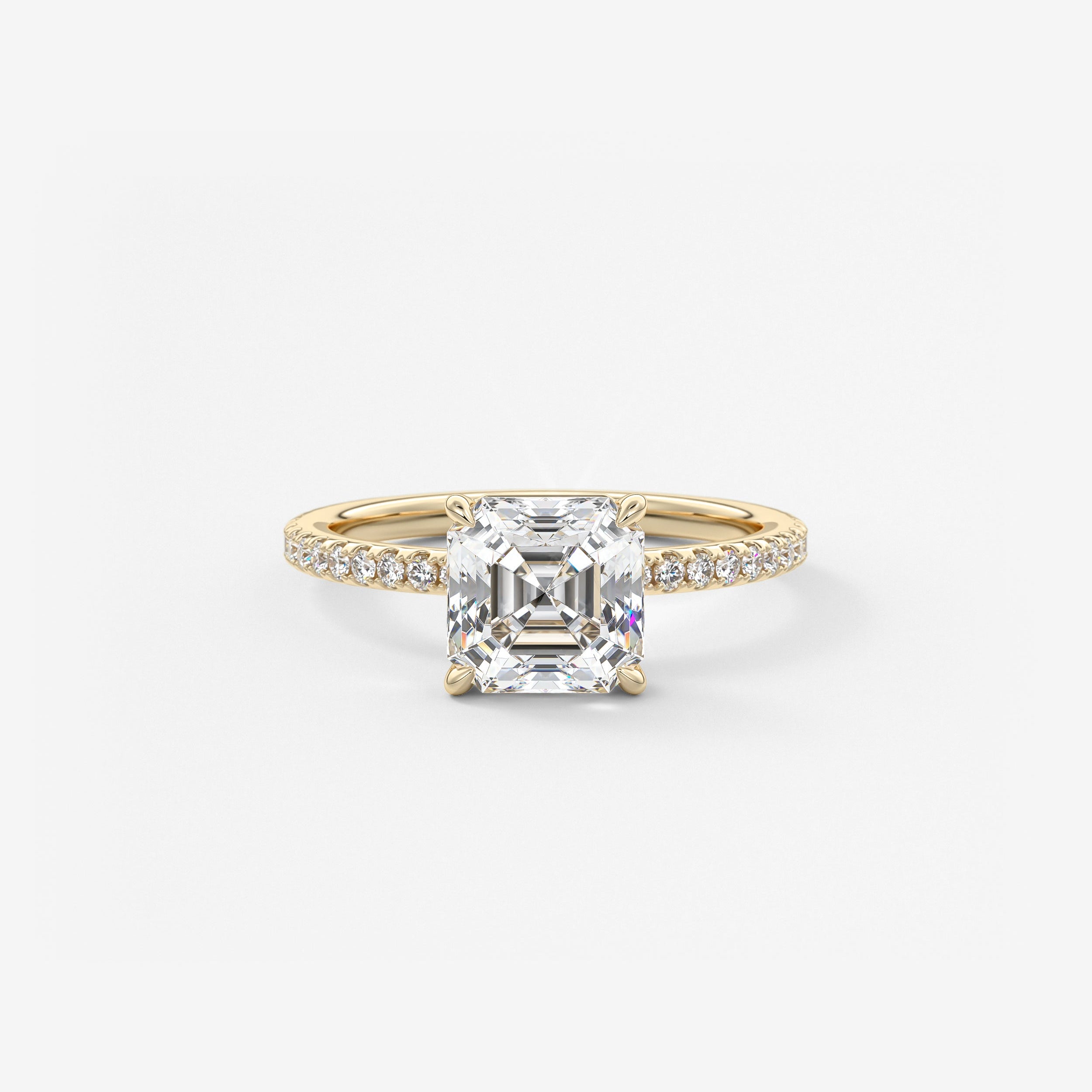 Asscher Pave Lab Grown Diamond Engagement Ring