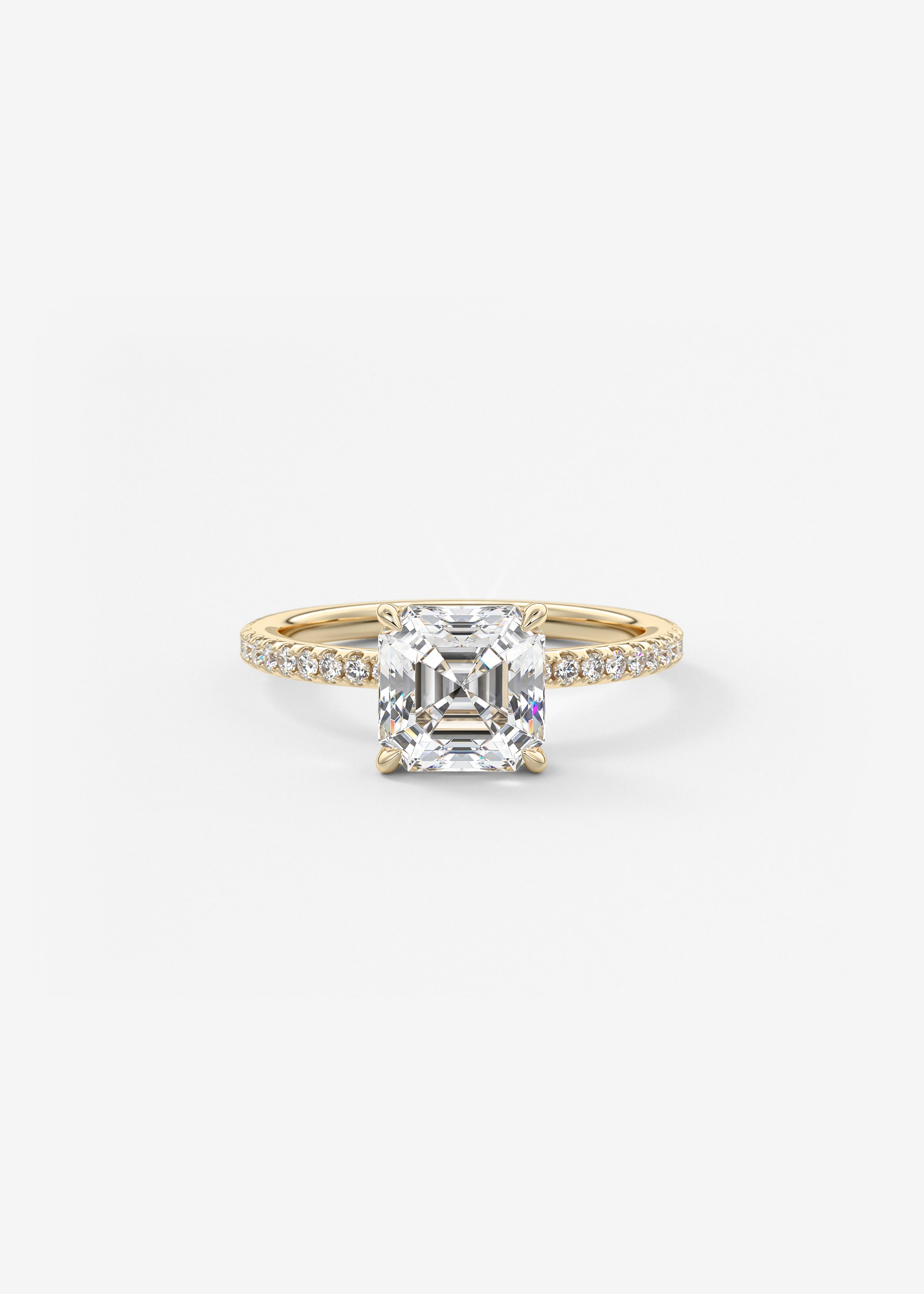Asscher Pave Lab Grown Diamond Engagement Ring