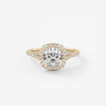 Cushion Halo & Pave , Split Shank Lab Grown Diamond Engagement Ring
