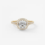 Cushion Halo & Pave , Split Shank Lab Grown Diamond Engagement Ring