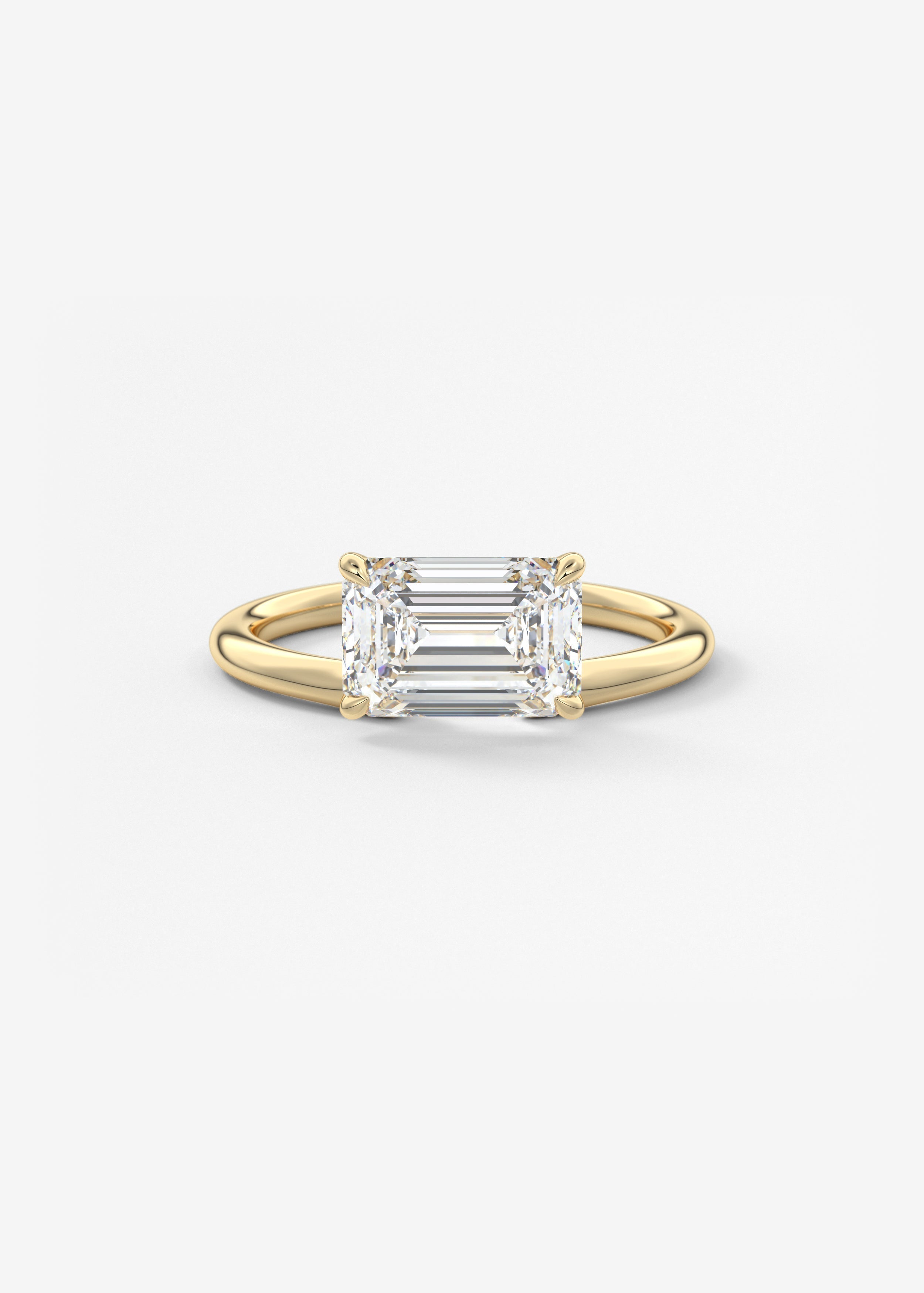Emerald Solitaire Lab Grown Diamond Engagement Ring