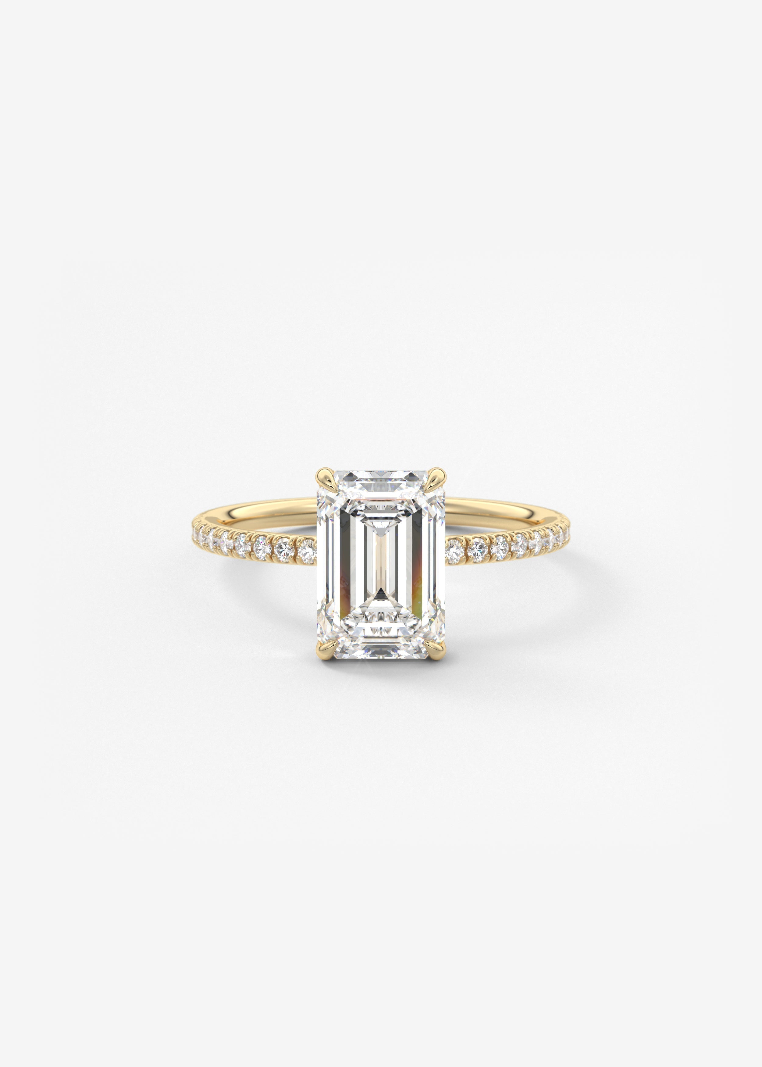 Emerald Pave Lab Grown Diamond Engagement Ring