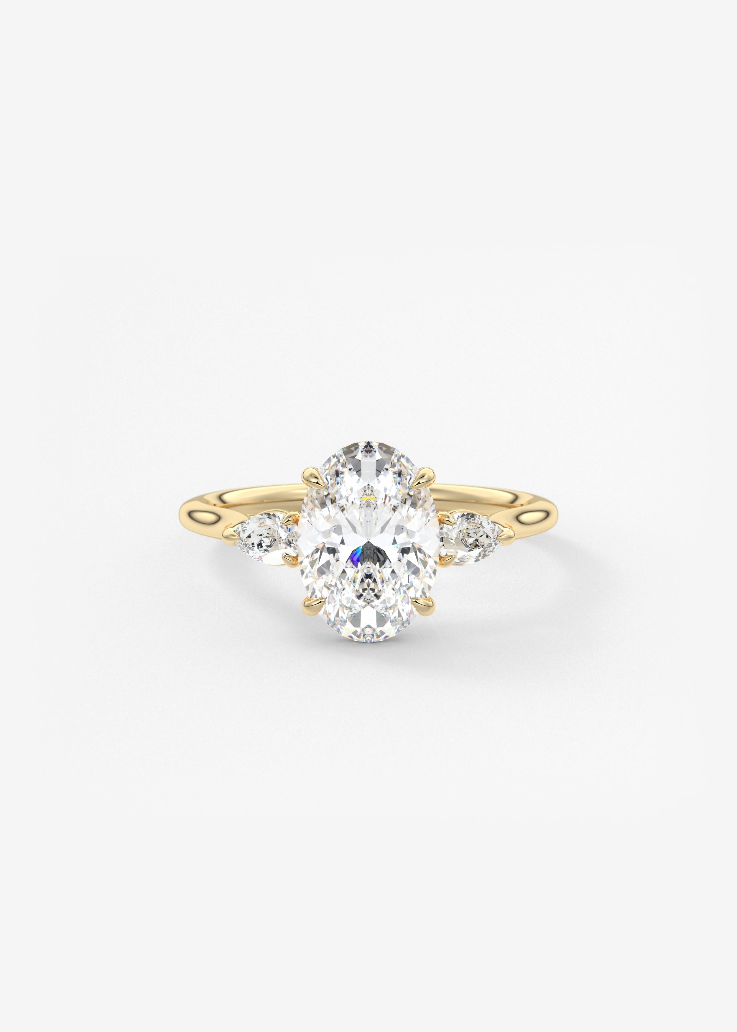 Oval Three Stone Lab Grown Diamond Engagement Ring