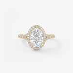 Oval Halo & Pave , Split Shank Lab Grown Diamond Engagement Ring