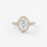 Oval Halo & Pave , Split Shank Lab Grown Diamond Engagement Ring