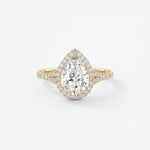 Pear Halo & Pave , Split Shank Lab Grown Diamond Engagement Ring