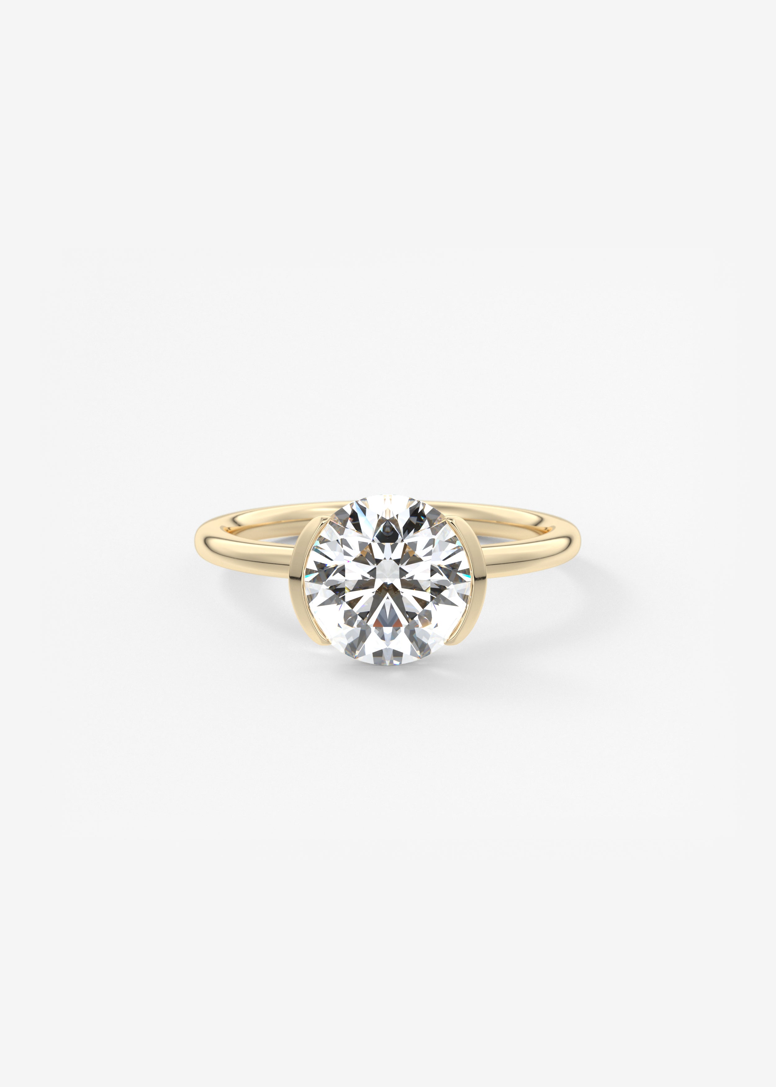 Round Half Bezel Lab Grown Diamond Engagement Ring