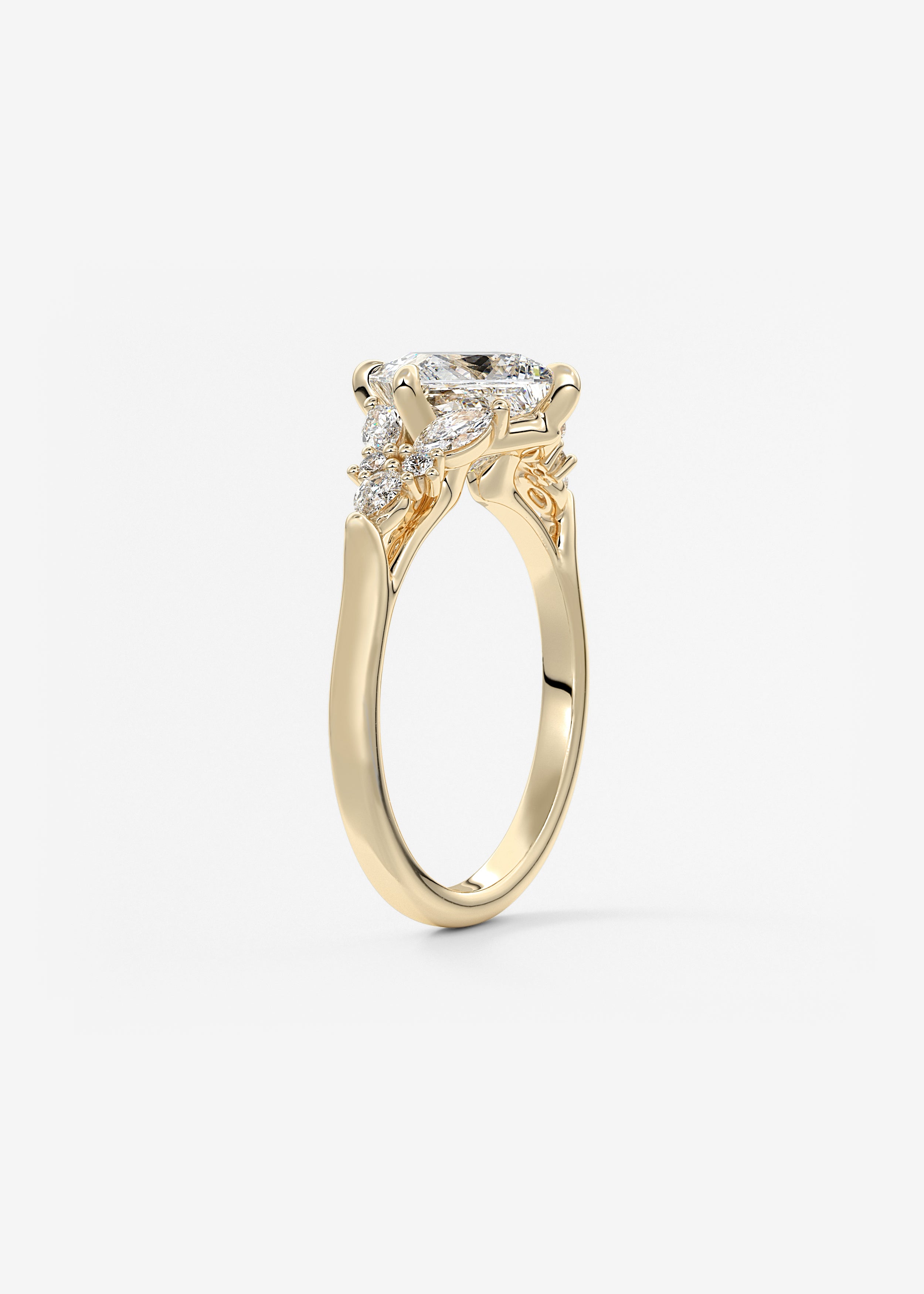 Princess Cluster Lab Grown Diamond Engagement Ring