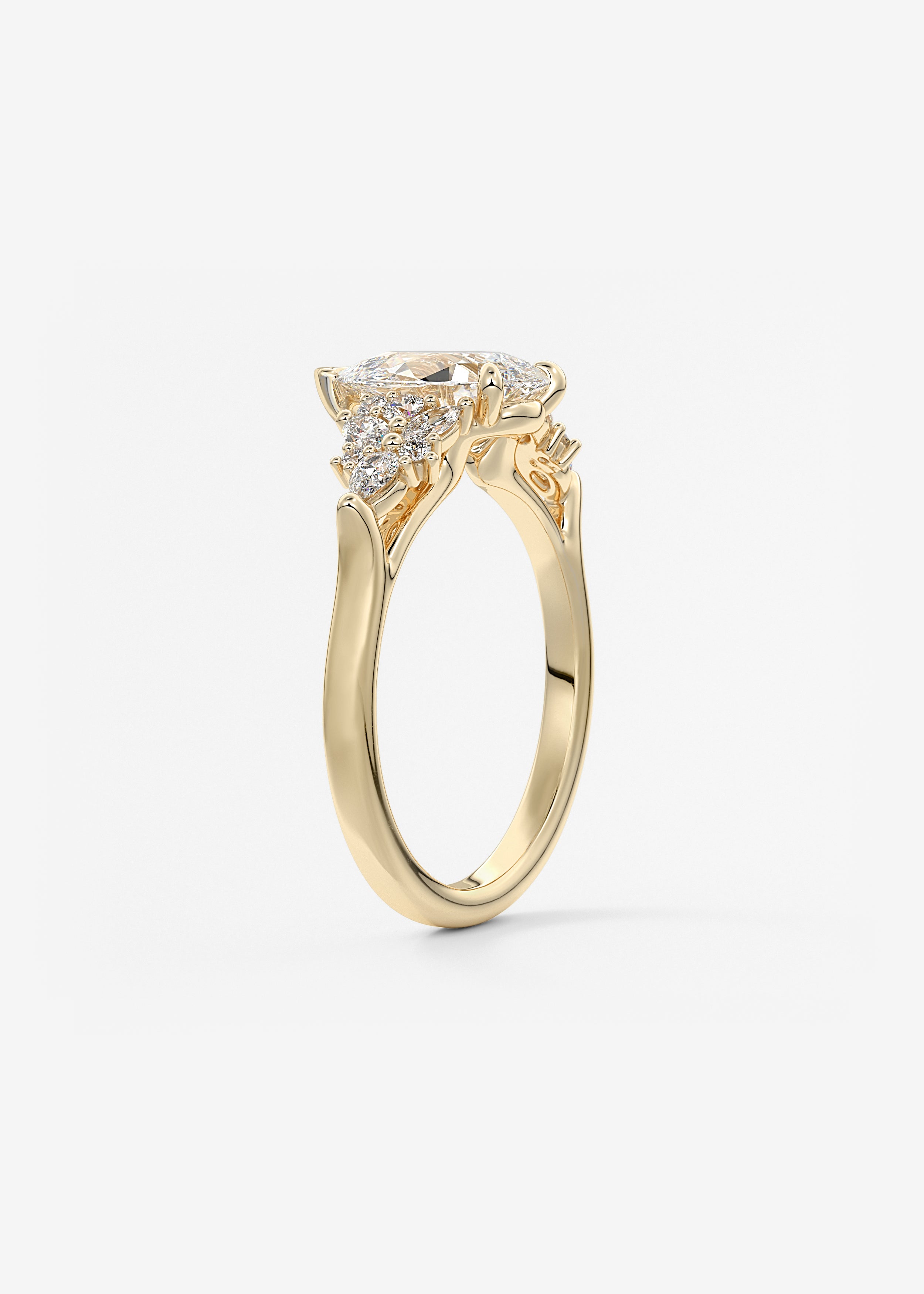 Pear Cluster Lab Grown Diamond Engagement Ring