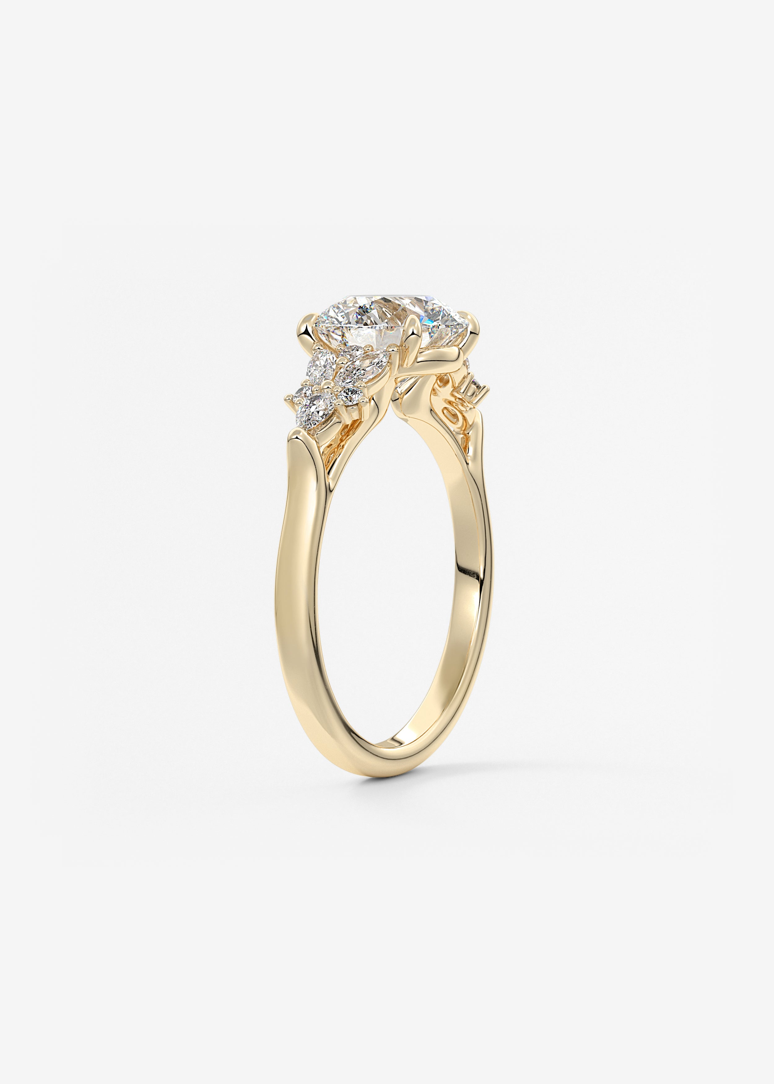Round Cluster Lab Grown Diamond Engagement Ring