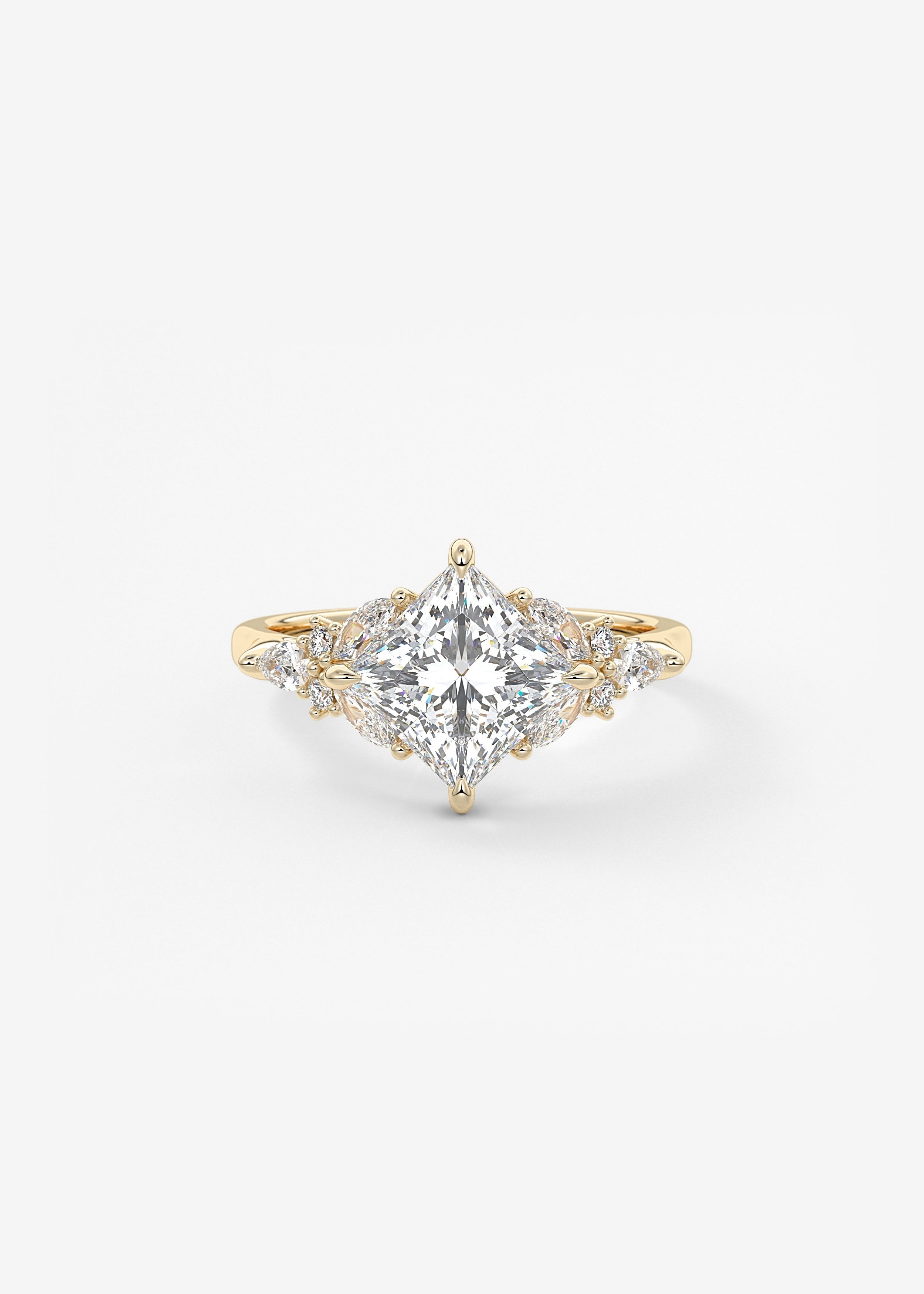 Princess Cluster Lab Grown Diamond Engagement Ring