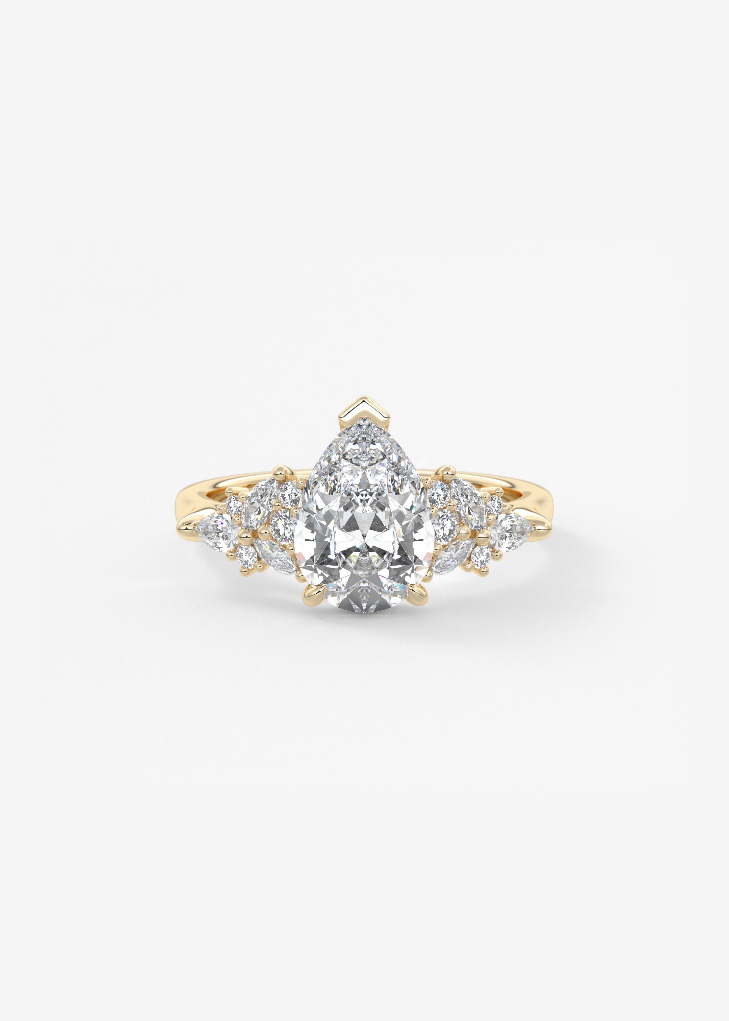 Pear Cluster Lab Grown Diamond Engagement Ring