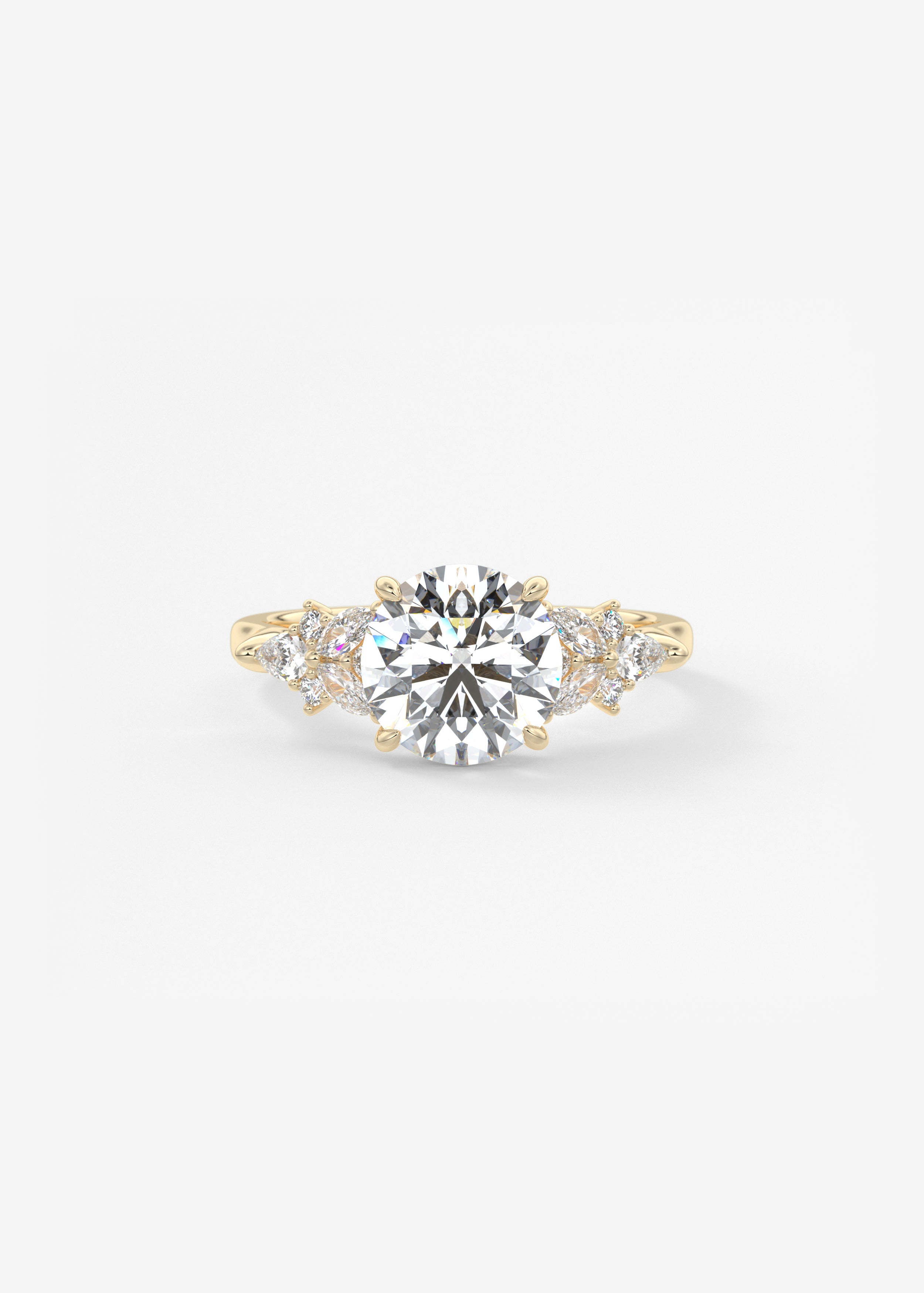 Round Cluster Lab Grown Diamond Engagement Ring