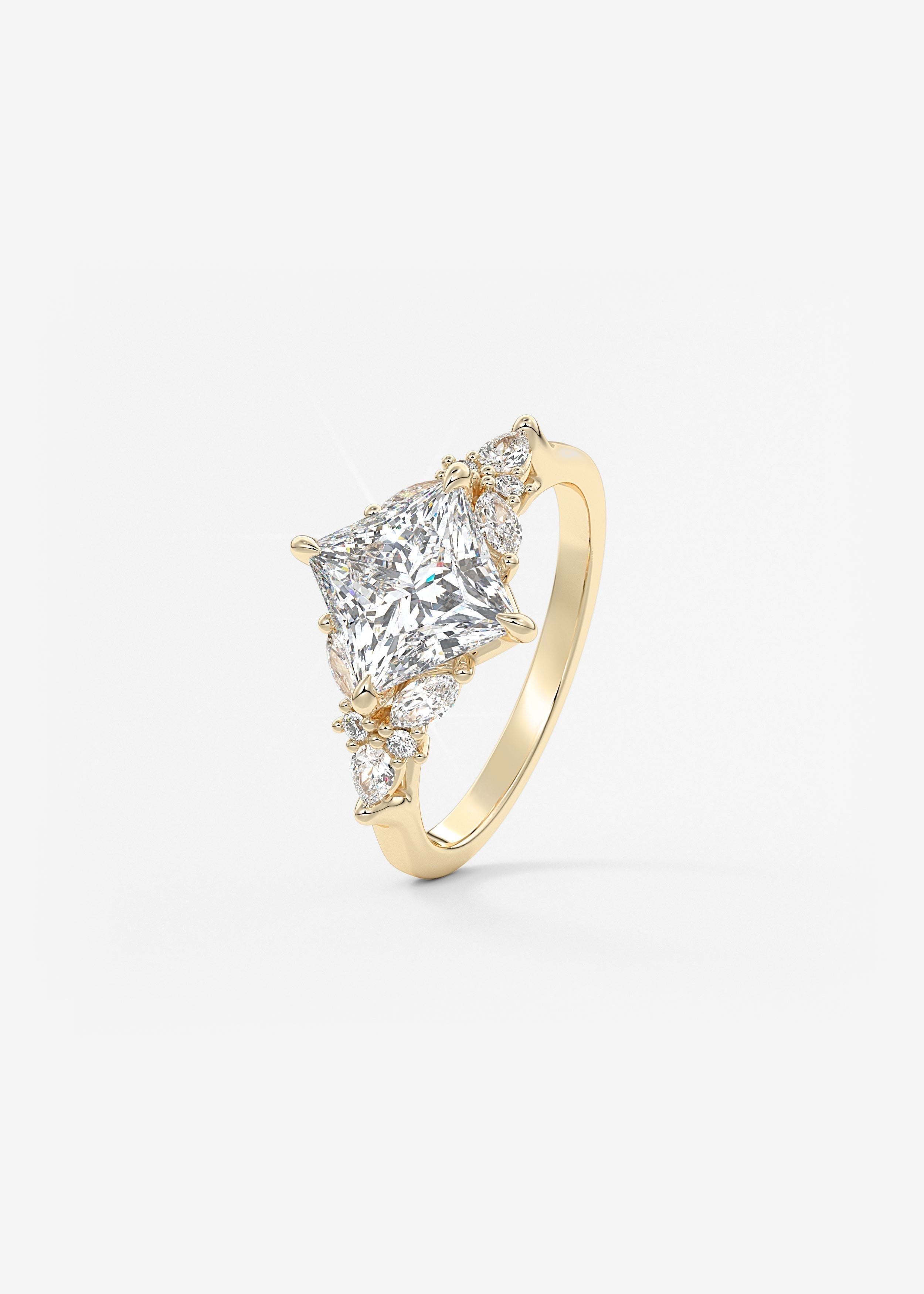 Princess Cluster Lab Grown Diamond Engagement Ring