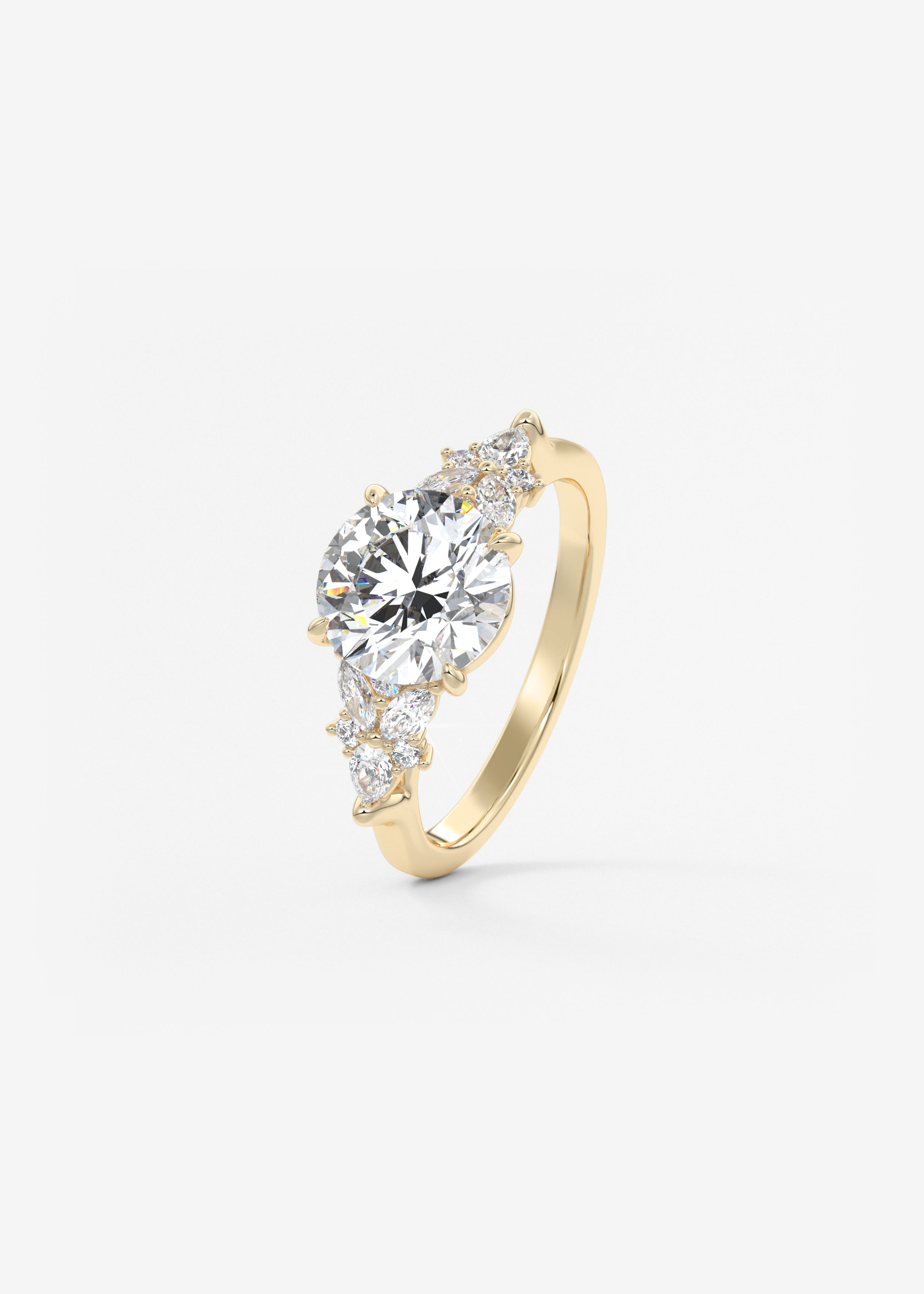 Round Cluster Lab Grown Diamond Engagement Ring