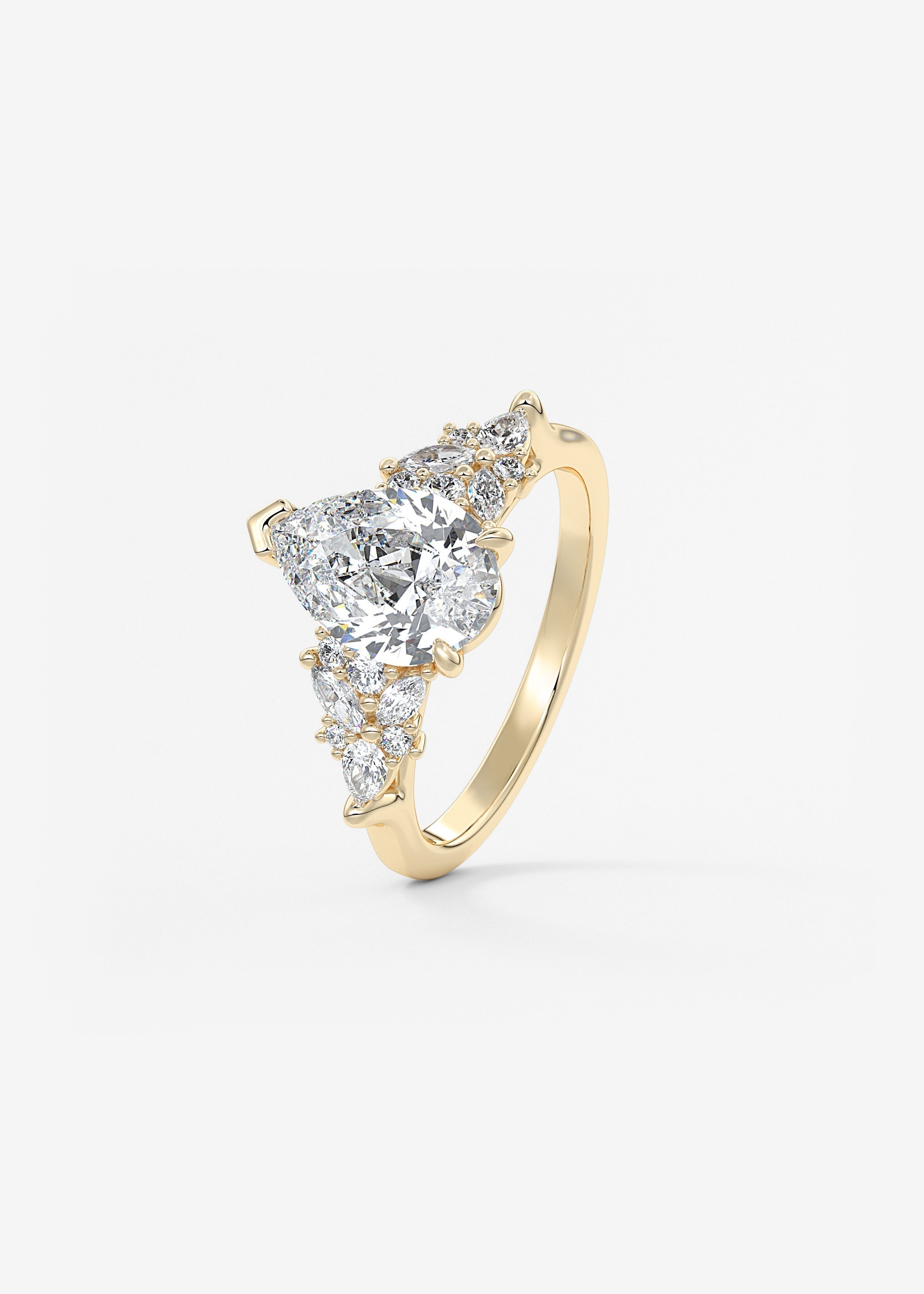 Pear Cluster Lab Grown Diamond Engagement Ring