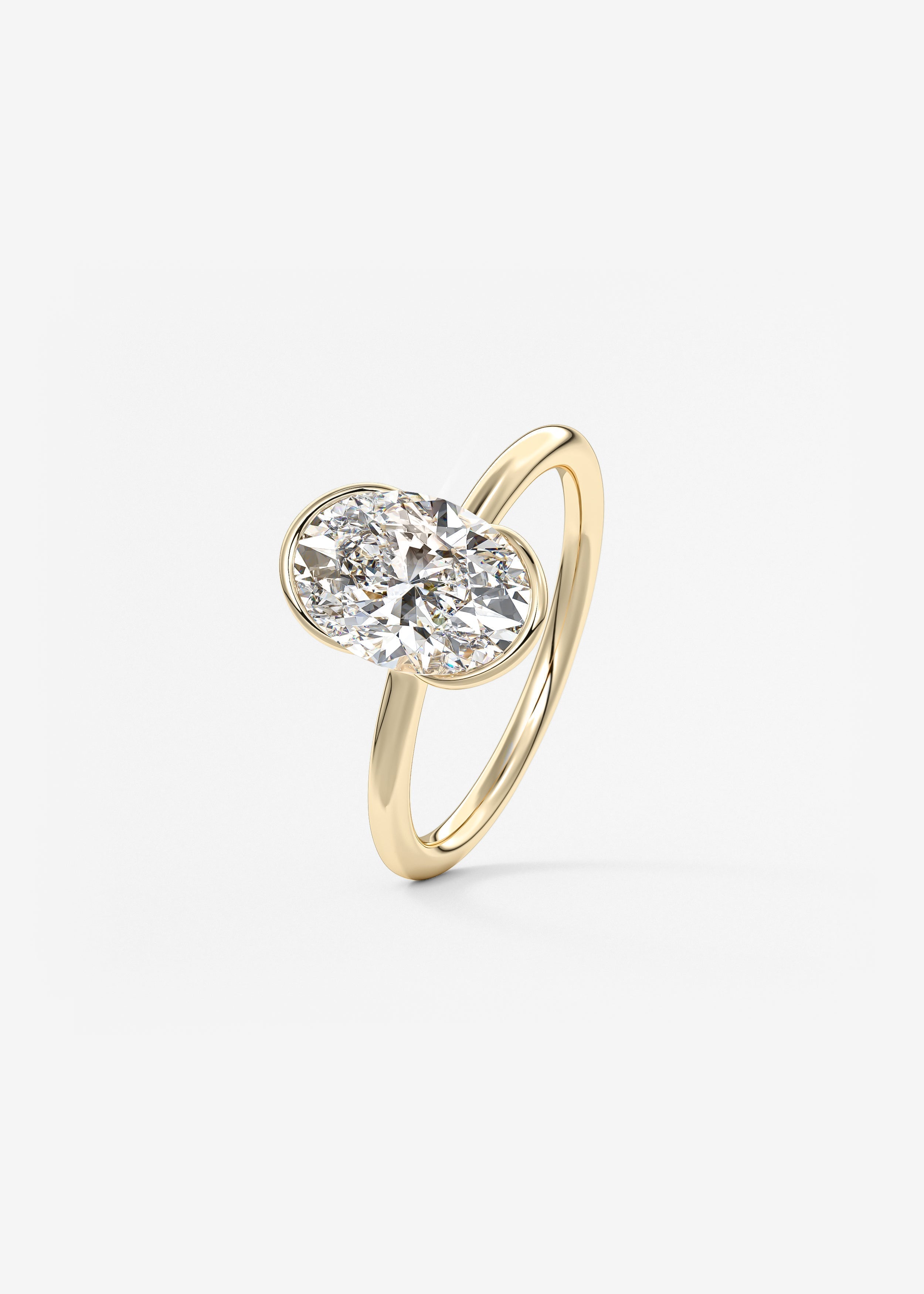 Oval Half Bezel Lab Grown Diamond Engagement Ring