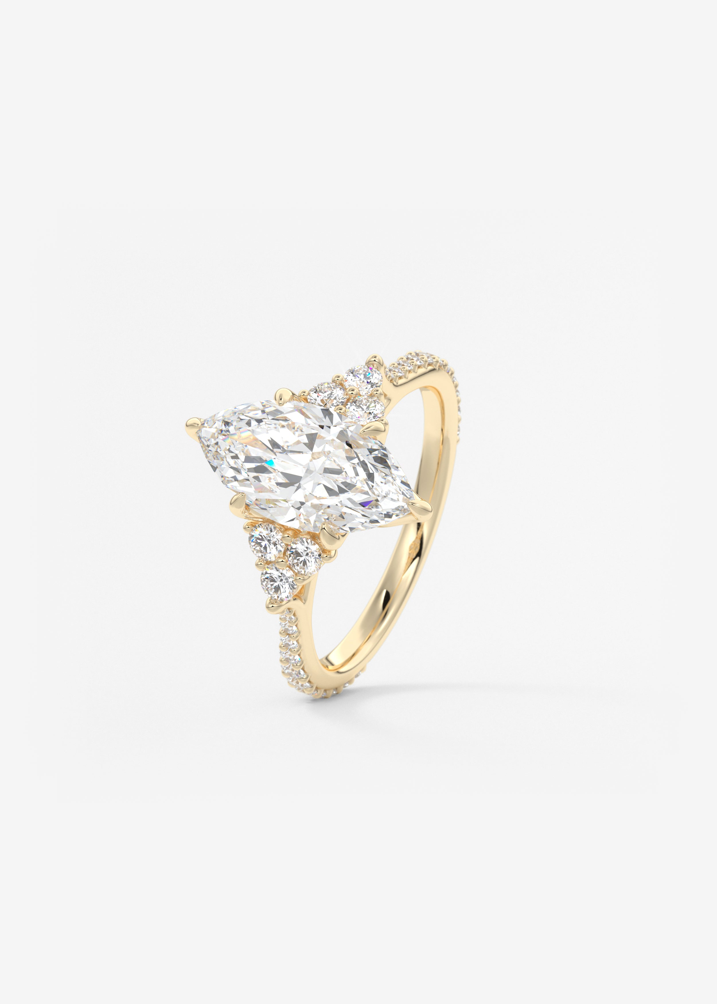 Marquise Cluster Lab Grown Diamond Engagement Ring