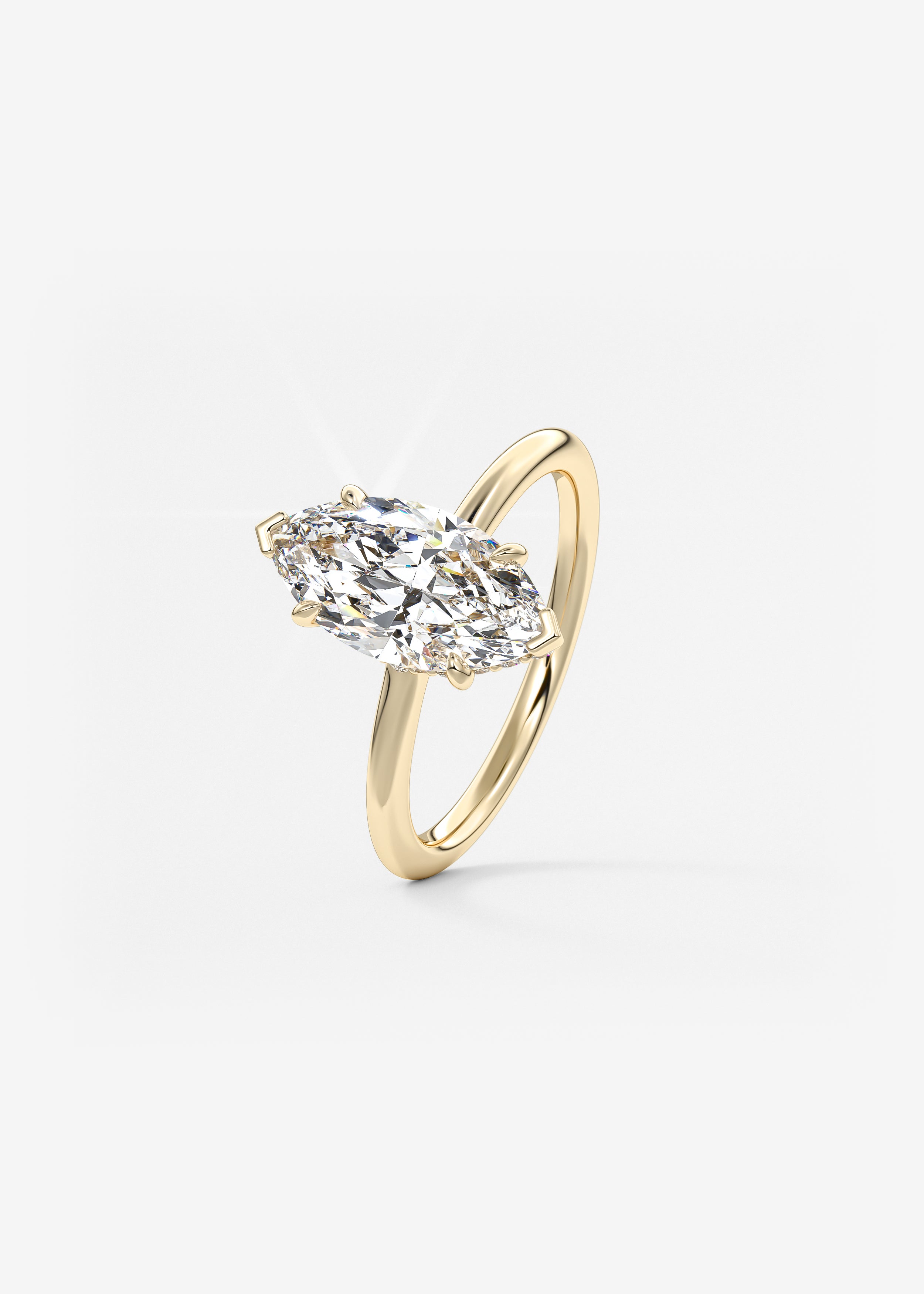 Marquise Hidden Halo Lab Grown Diamond Engagement Ring