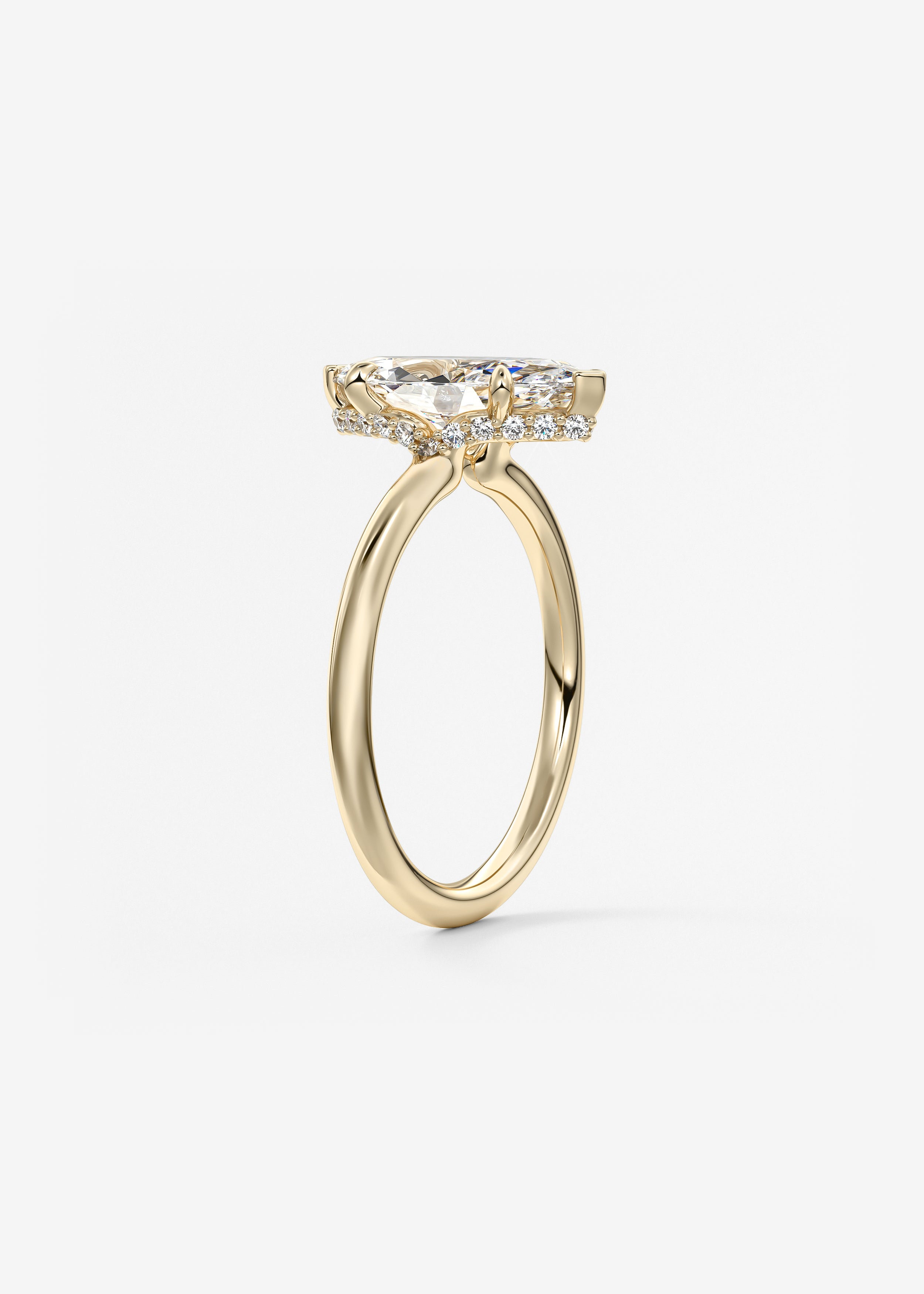 Marquise Hidden Halo Lab Grown Diamond Engagement Ring