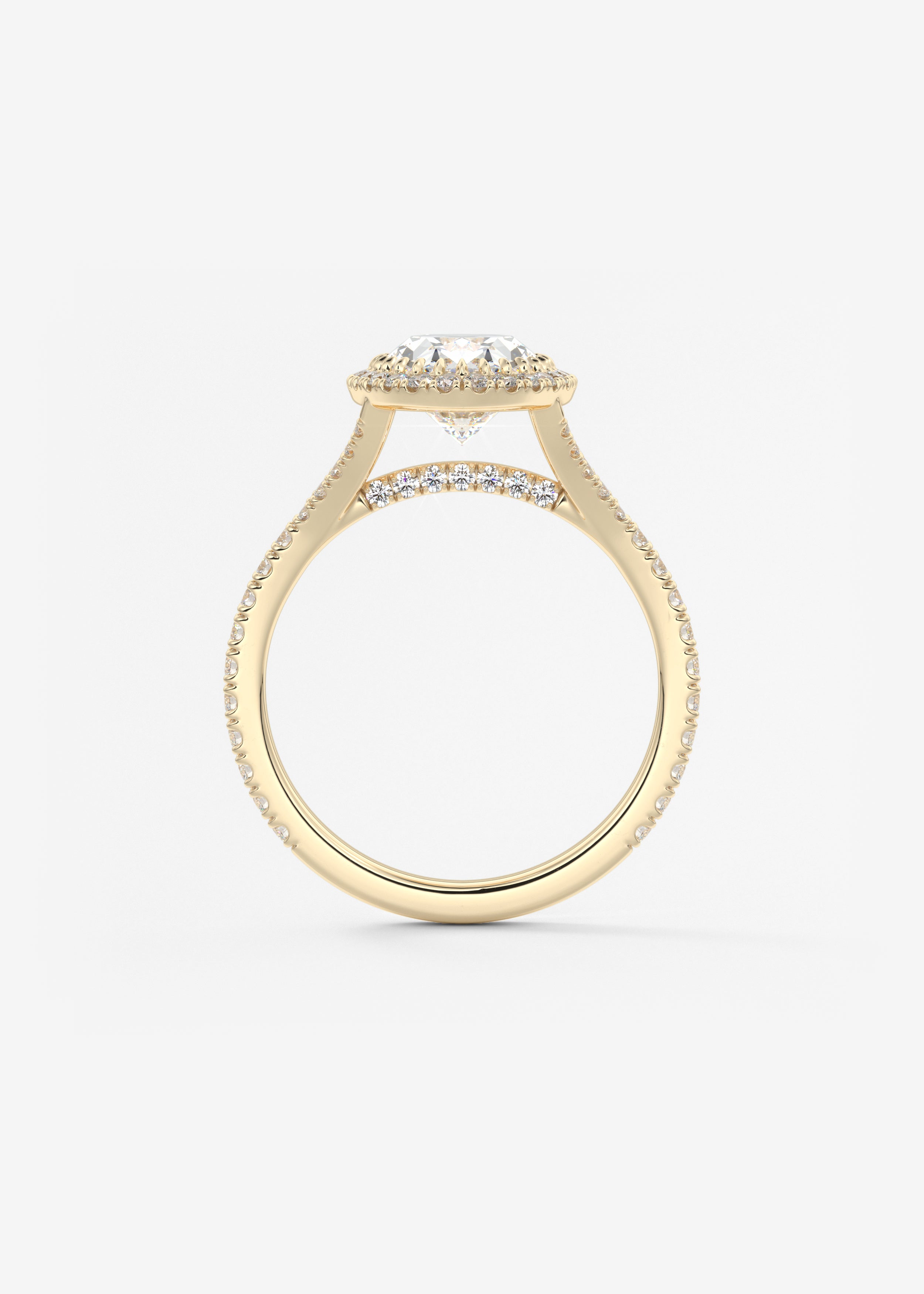 Oval Halo & Pave , Split Shank Lab Grown Diamond Engagement Ring