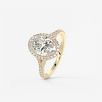 Oval Halo & Pave , Split Shank Lab Grown Diamond Engagement Ring