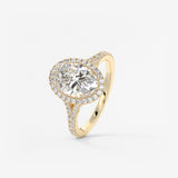 Oval Halo & Pave , Split Shank Lab Grown Diamond Engagement Ring