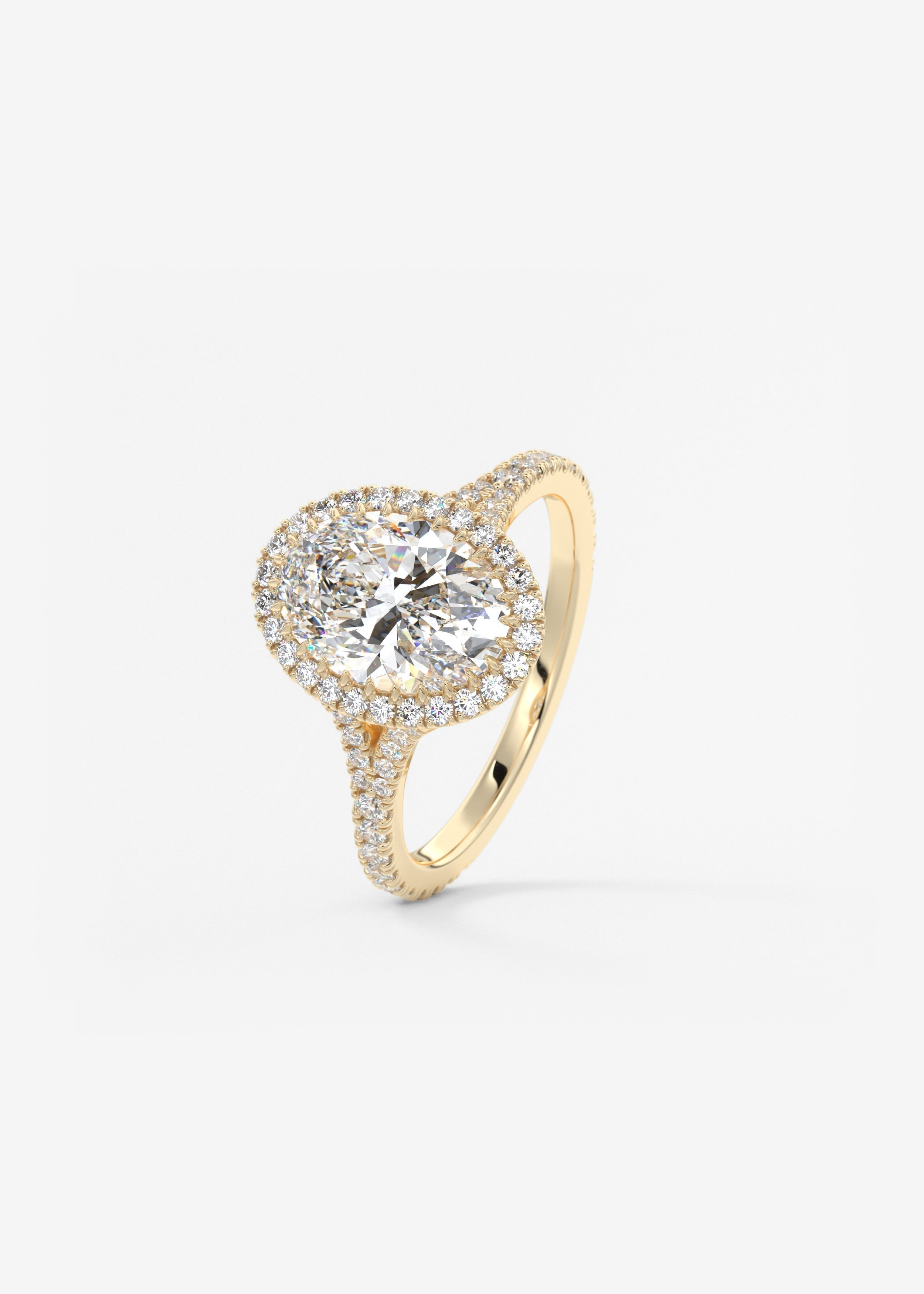 Oval Halo & Pave , Split Shank Lab Grown Diamond Engagement Ring