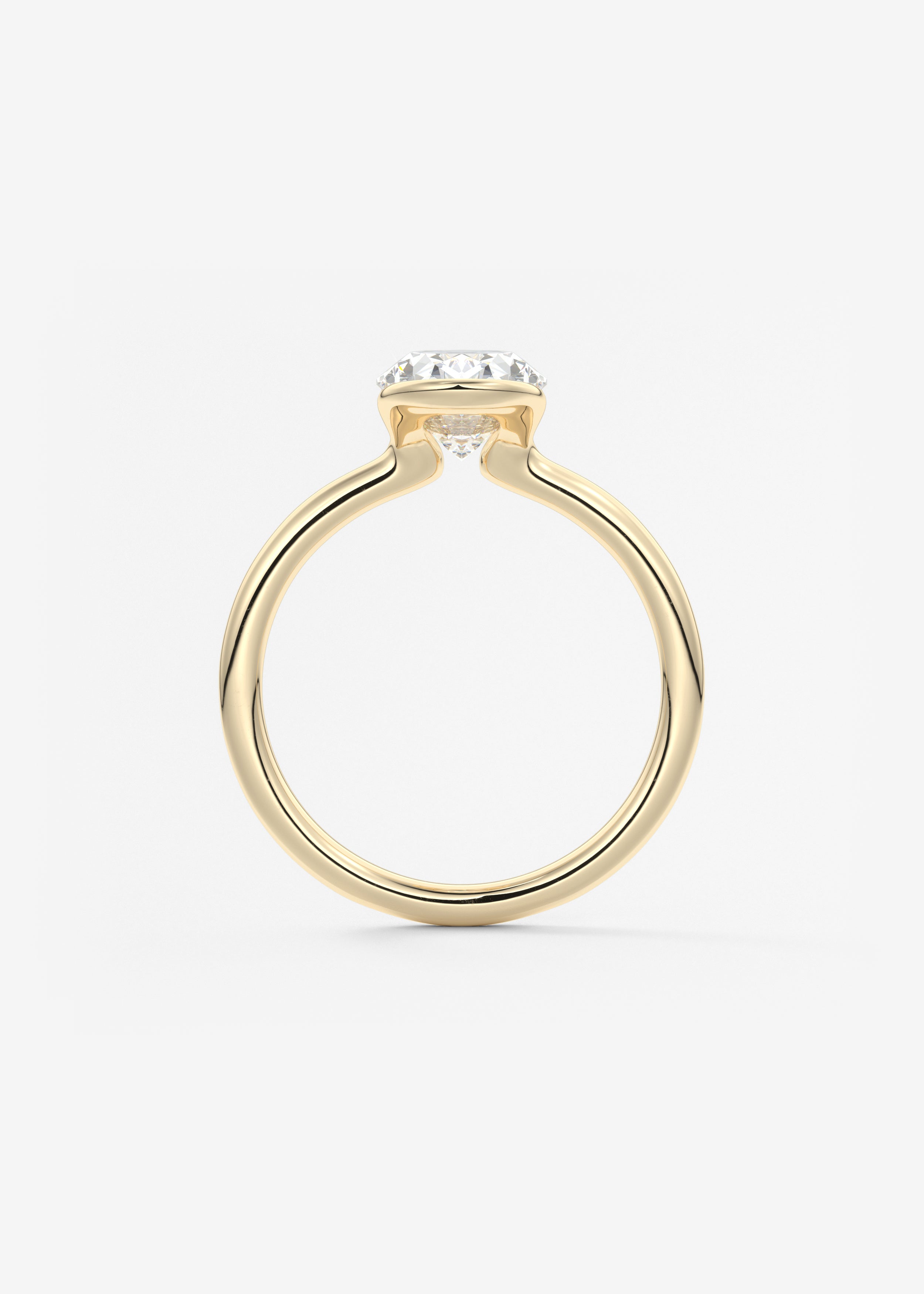 Oval Half Bezel Lab Grown Diamond Engagement Ring