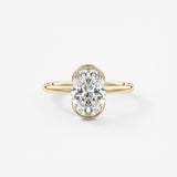 Oval Half Bezel Lab Grown Diamond Engagement Ring