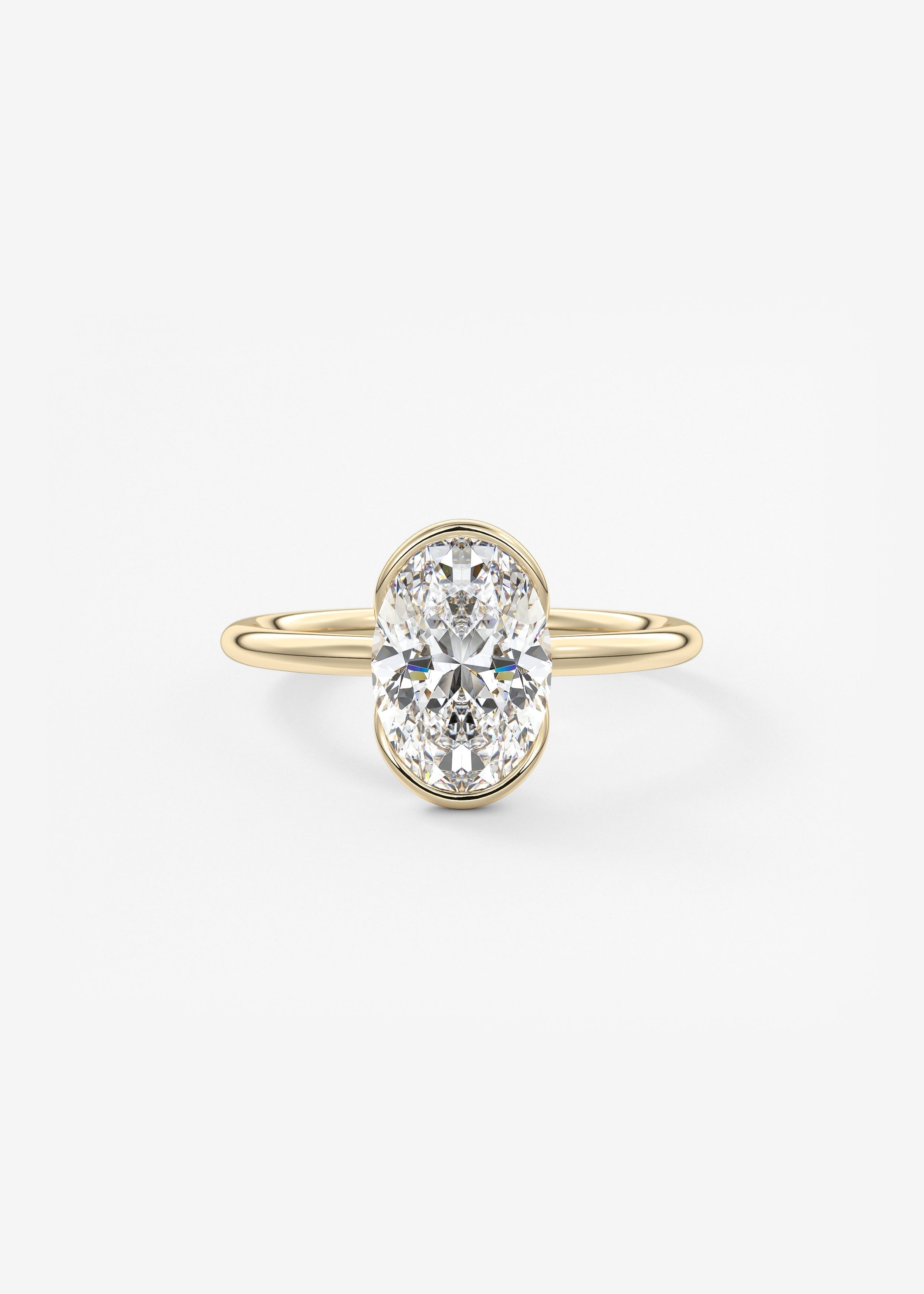 Oval Half Bezel Lab Grown Diamond Engagement Ring