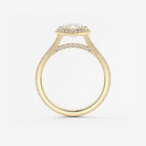 Pear Halo & Pave , Split Shank Lab Grown Diamond Engagement Ring