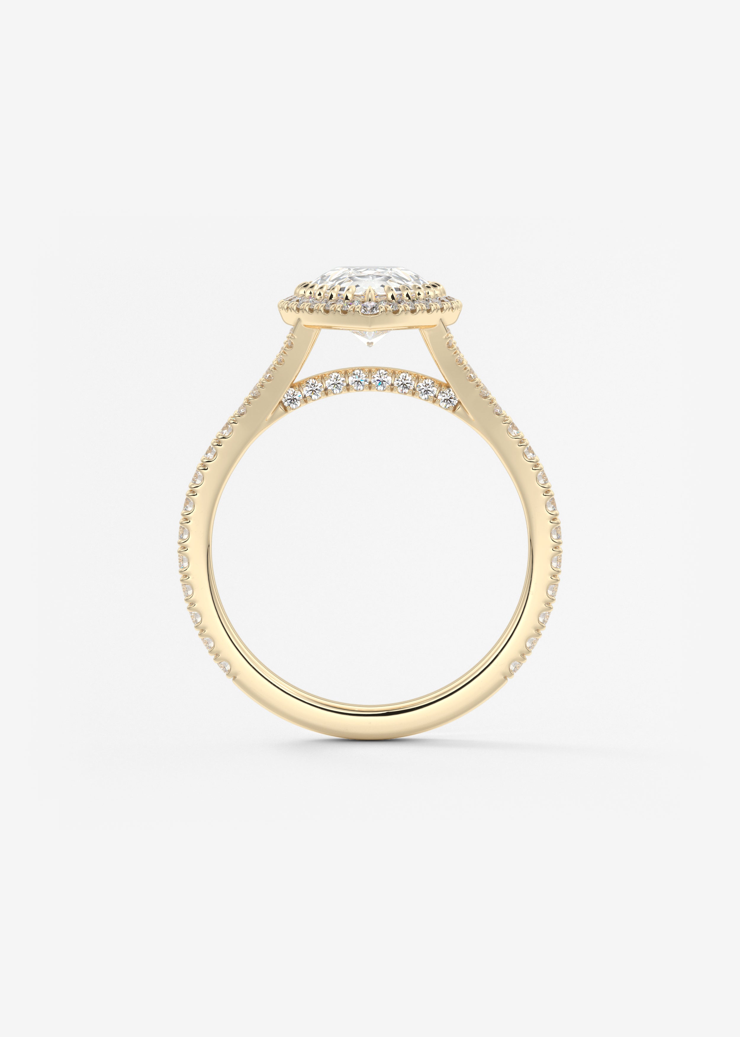 Pear Halo & Pave , Split Shank Lab Grown Diamond Engagement Ring
