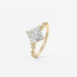 Princess East West Dainty Pave Lab Grown Diamond Engagement Ring