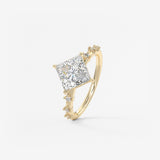 Princess East West Dainty Pave Lab Grown Diamond Engagement Ring