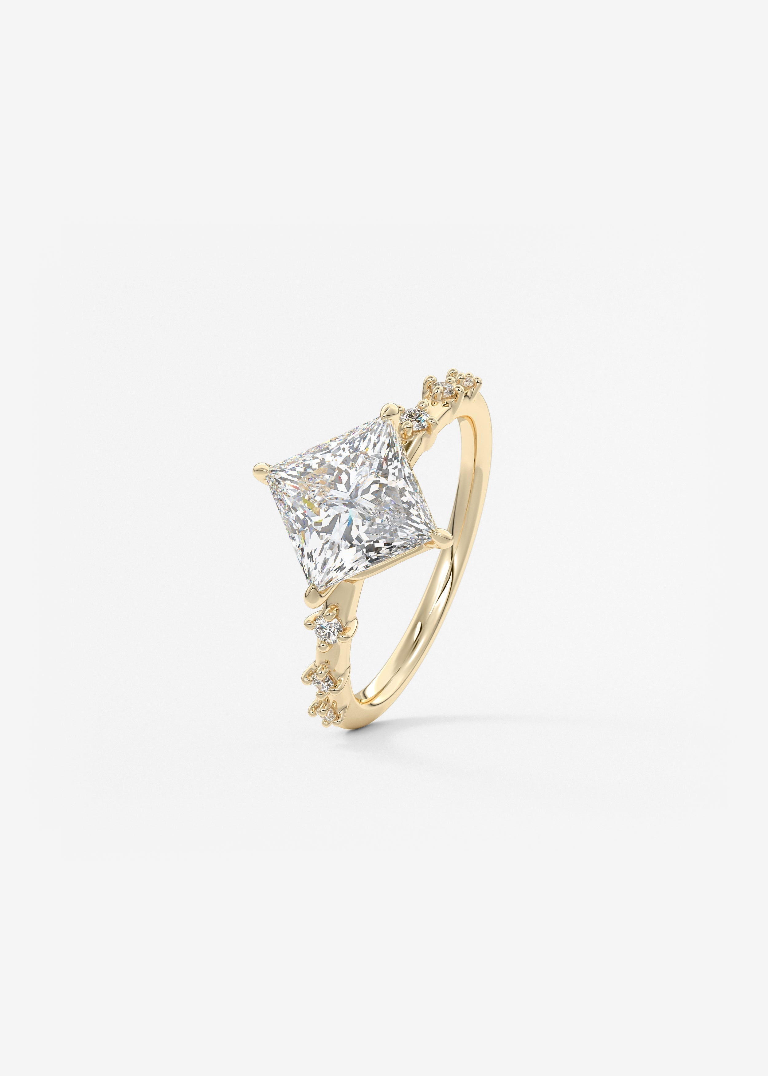 Princess East West Dainty Pave Lab Grown Diamond Engagement Ring
