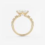 Princess East West Dainty Pave Lab Grown Diamond Engagement Ring