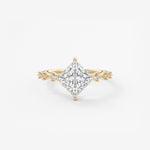 Princess East West Dainty Pave Lab Grown Diamond Engagement Ring